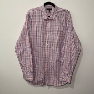 Banana Republic men checkered long sleeve tailored slim fit button down shirt XL